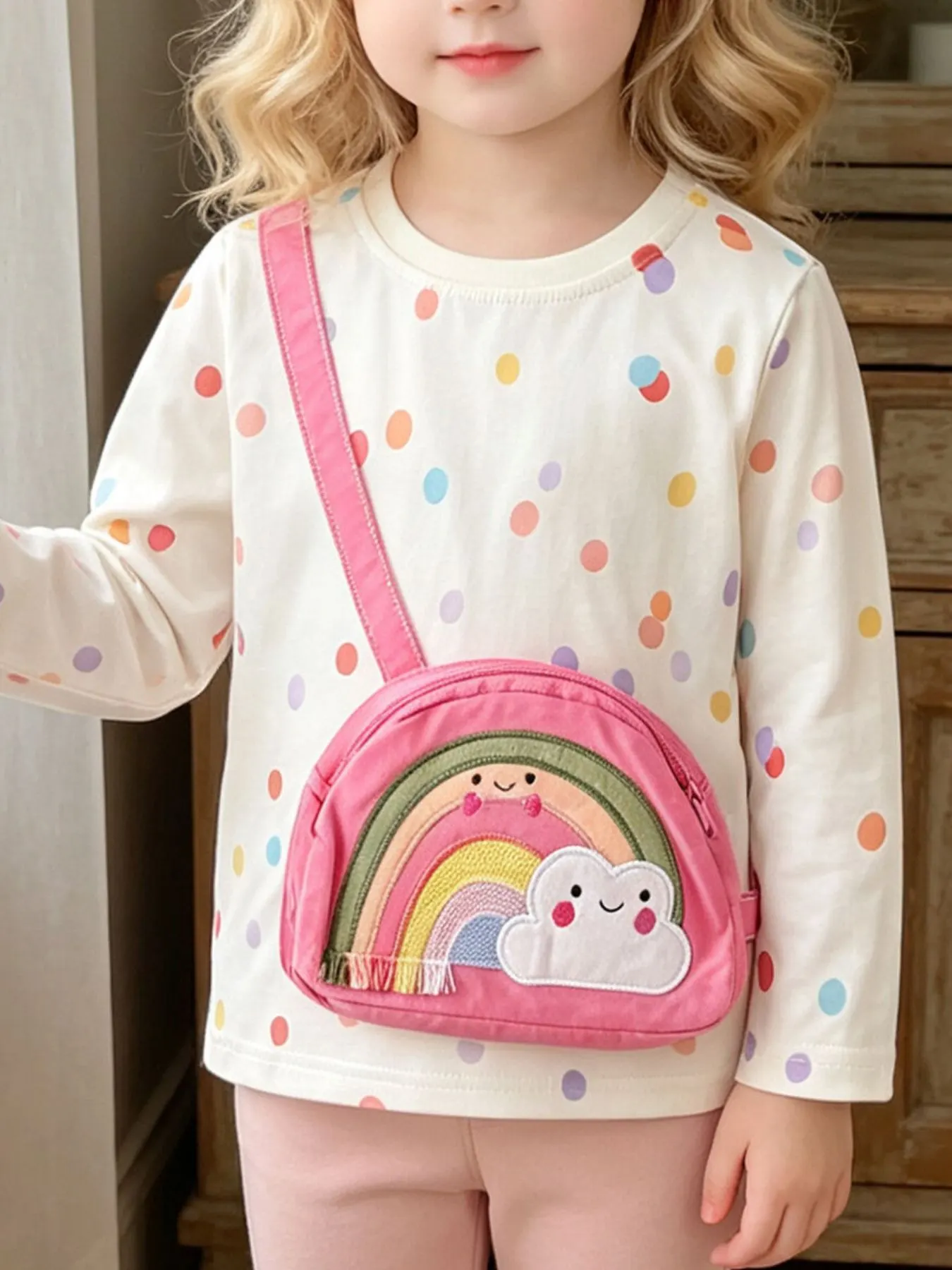 Children's Polka Dot Bag Applique T-Shirt