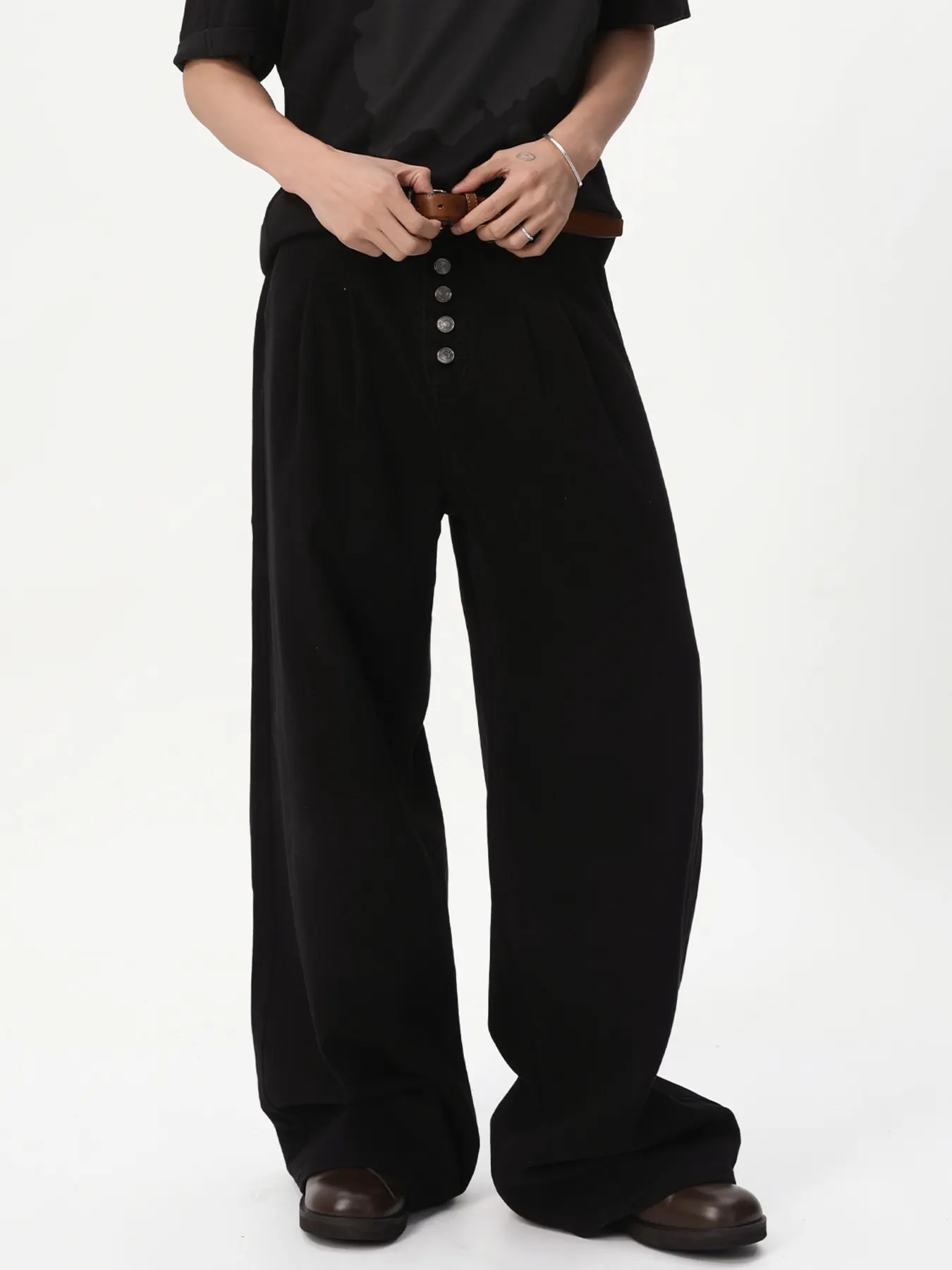 Men's Button-Fly Wide Leg Jeans